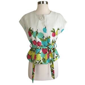 Anthropologie We Love Vera Womens Briny Winds Fruit Bolero Jacket Size 4 Cropped